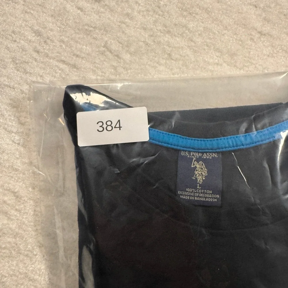 US Polo‎ Assn Mens Long Sleeve T-Shirt Black Crew Neck Cotton Logo Large